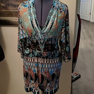 NY&Co multi-colored stretch romper.